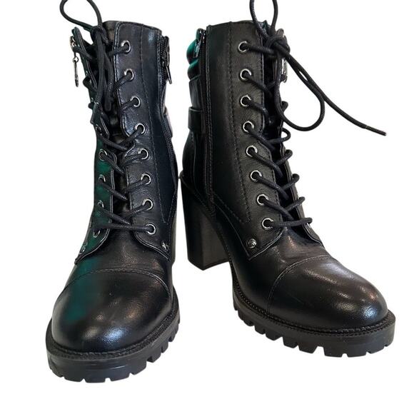 GBG Guess Women's Jayden Black Combat Boots Size 8.5 Ankle Chunky Heel - Picture 3 of 10